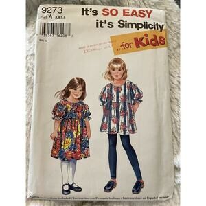 Simplicity Pattern 9273 Sizes 3 - 6 Childs Dress Tunic Leggings Cut 1994